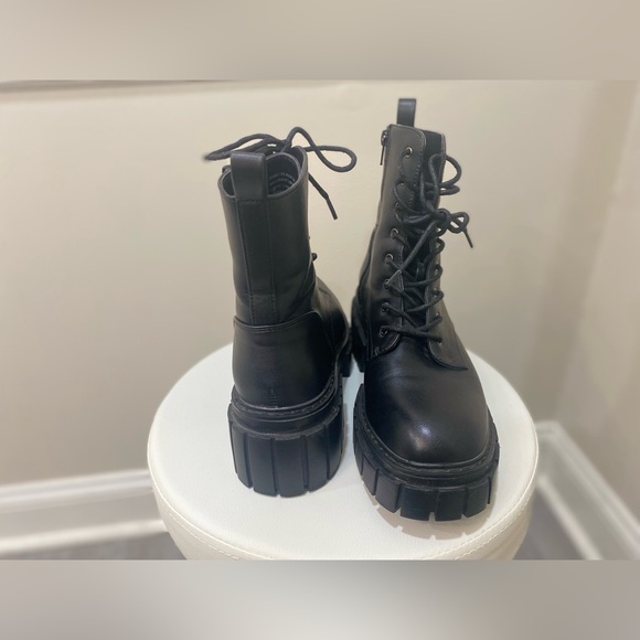 Madden Girl Black Combat Boots with Chunky Sole and High-Top Design - Picture 7 of 12